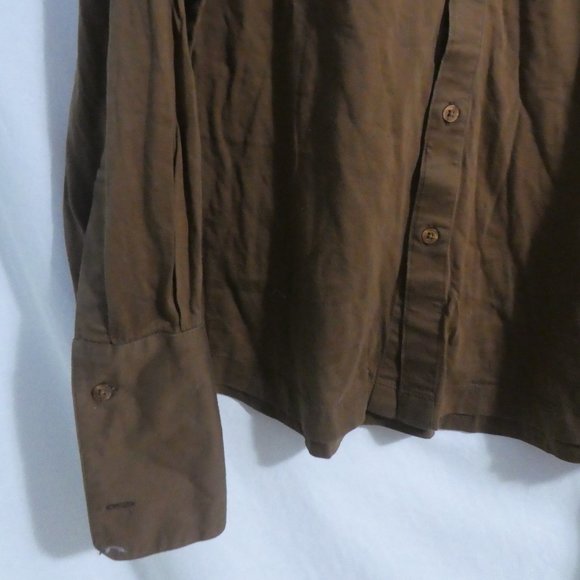 BILL BLASS MENS WEAR | medium | 100% Cotton | Brown Button Down Dress Shirt - Picture 6 of 16